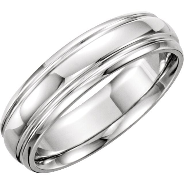 14K White 6 mm Grooved Band - Balacia