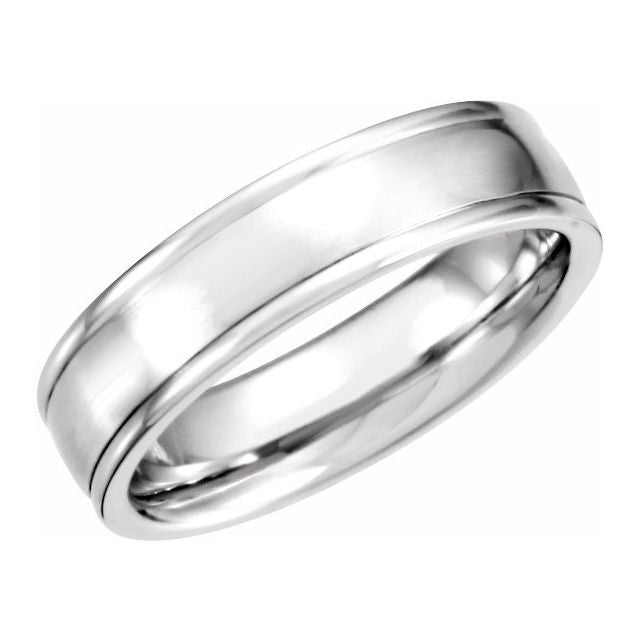 14K White 6 mm Grooved Band with Satin Finish - Balacia