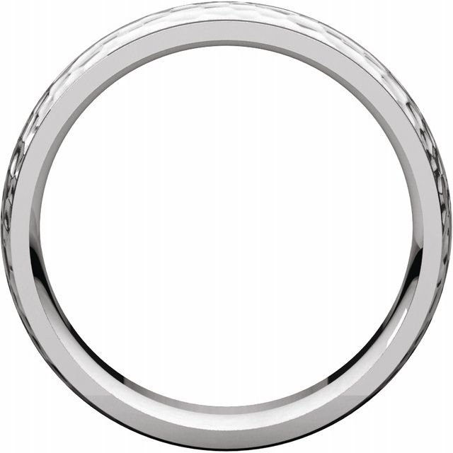 14K White 6 mm Half Round Edge Band with Hammer Finish - Balacia