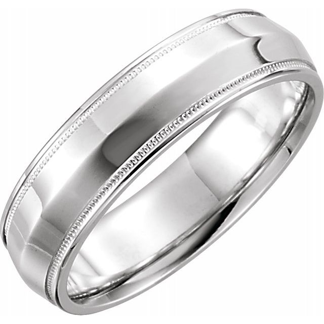 14K White 6 mm Knife - Edge Band with Milgrain - Balacia