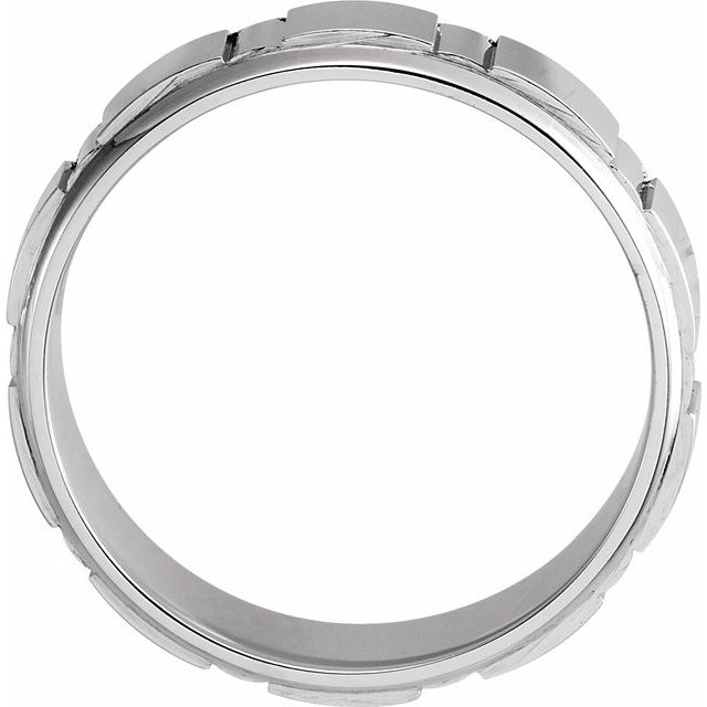 14K White 6 mm Patterned Band - Balacia