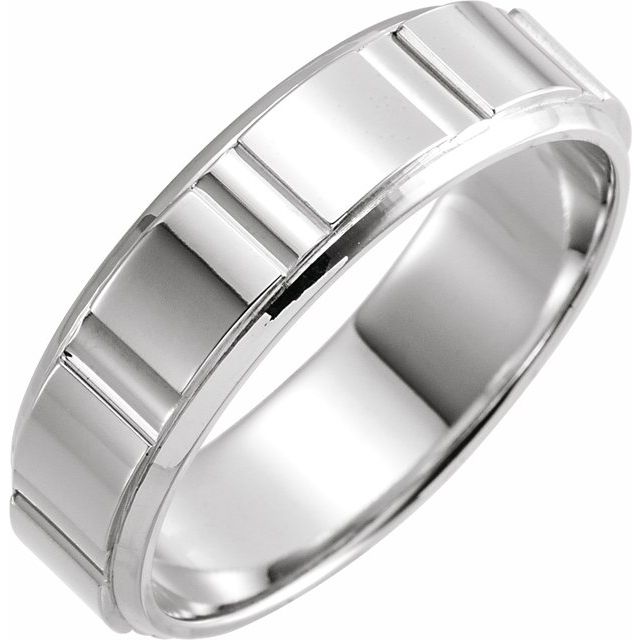 14K White 6 mm Patterned Band - Balacia
