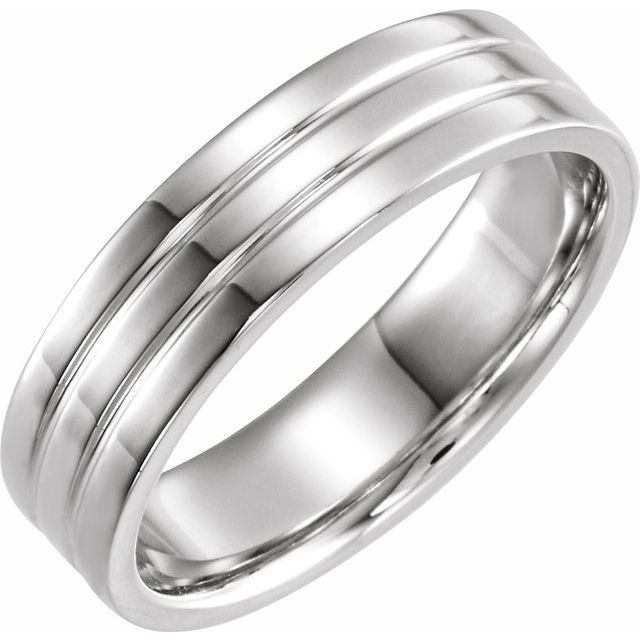 14K White 6 mm Ridged Band - Balacia
