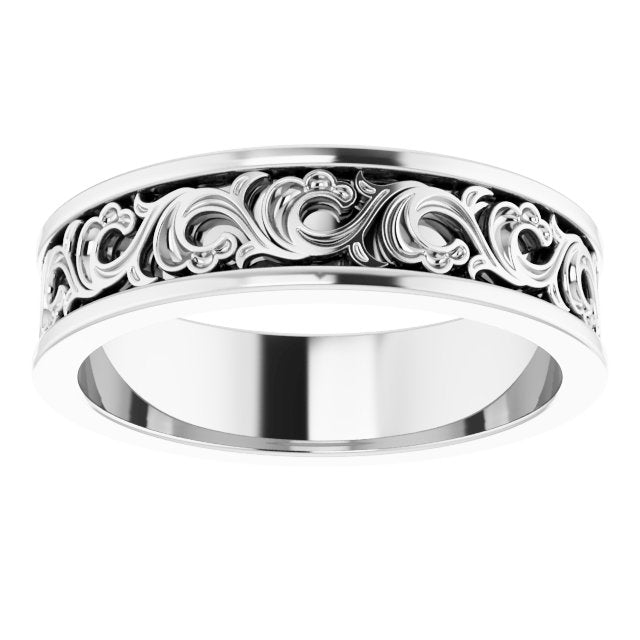 14K White 6 mm Sculptural - Inspired Band - Balacia