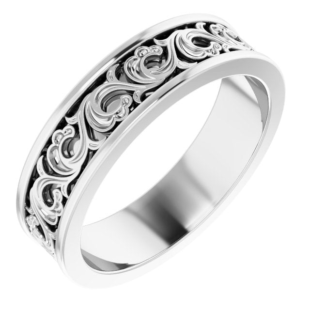 14K White 6 mm Sculptural - Inspired Band - Balacia