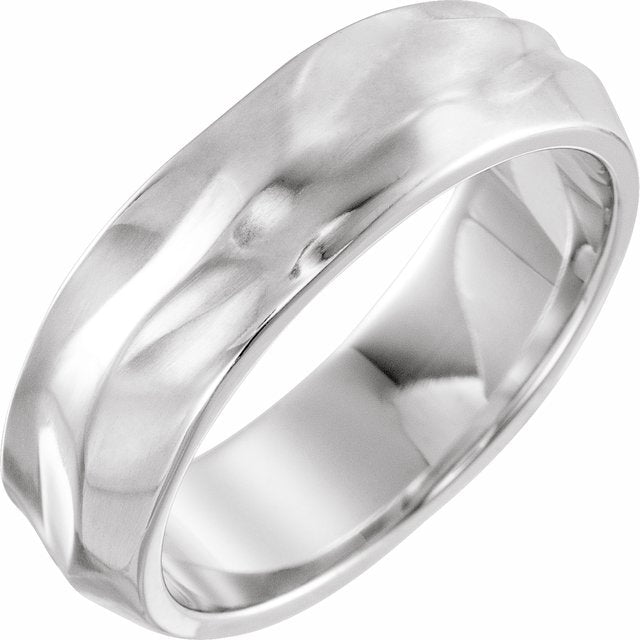 14K White 6 mm Textured Band - Balacia