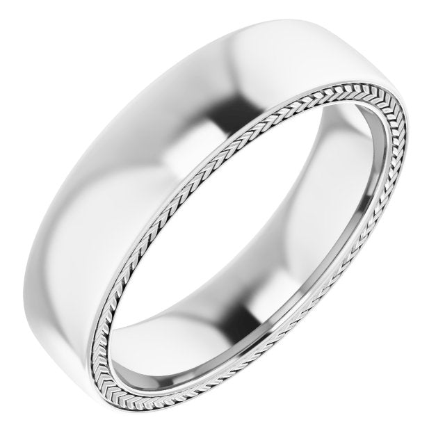 14K White 6 mm Wheat Pattern Band - Balacia