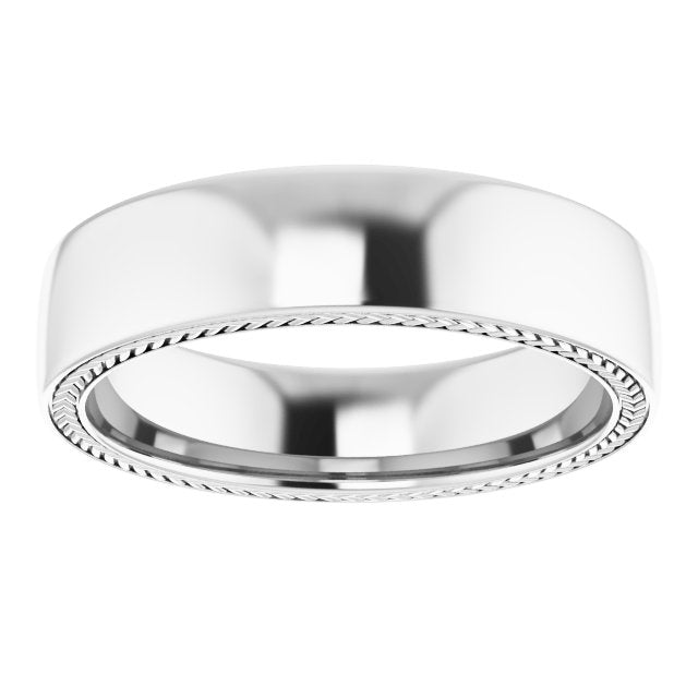 14K White 6 mm Wheat Pattern Band - Balacia