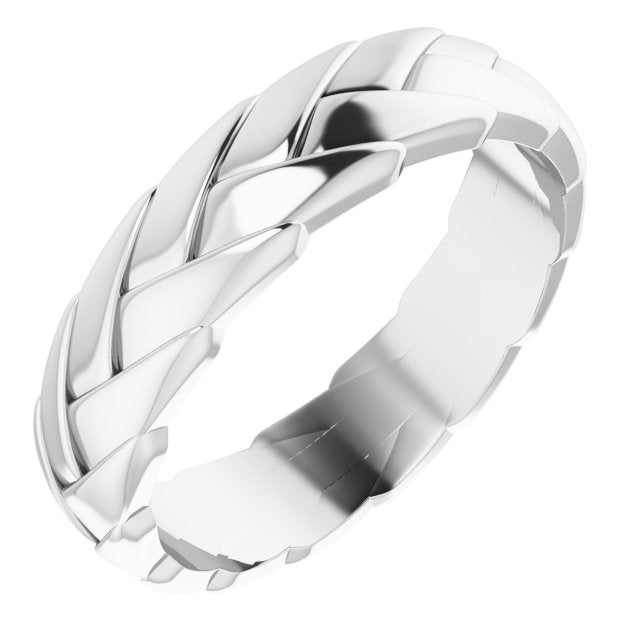 14K White 6 mm Woven - Design Band - Balacia