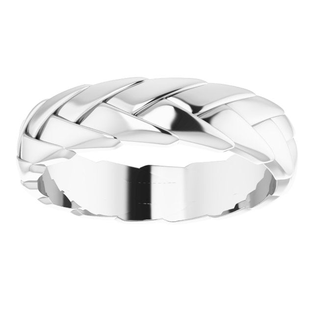 14K White 6 mm Woven - Design Band - Balacia