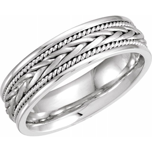 14K White 6.75 mm Woven Band - Balacia
