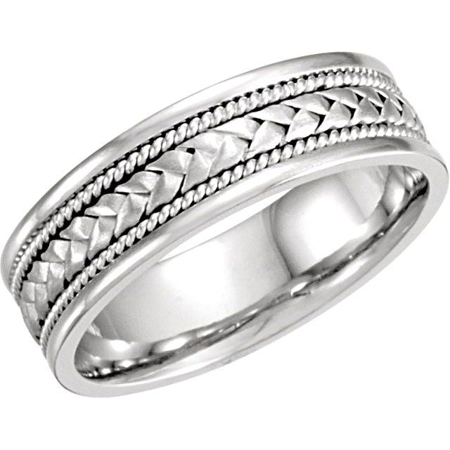 14K White 6.75 mm Woven Band - Balacia
