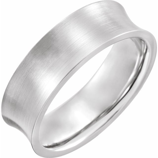 14K White 7 mm Concave Edge Band with Satin Finish - Balacia