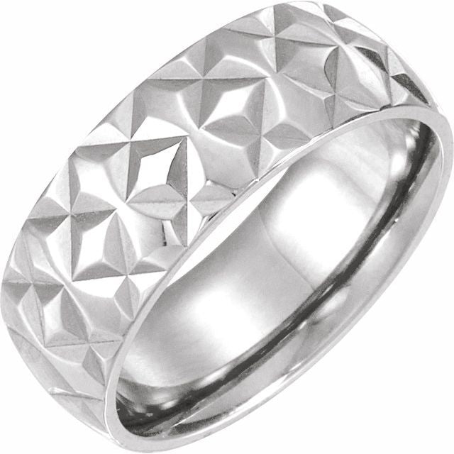 14K White 7 mm Geometric Band - Balacia
