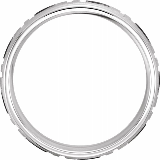 14K White 7 mm Greek Key Pattern Band - Balacia