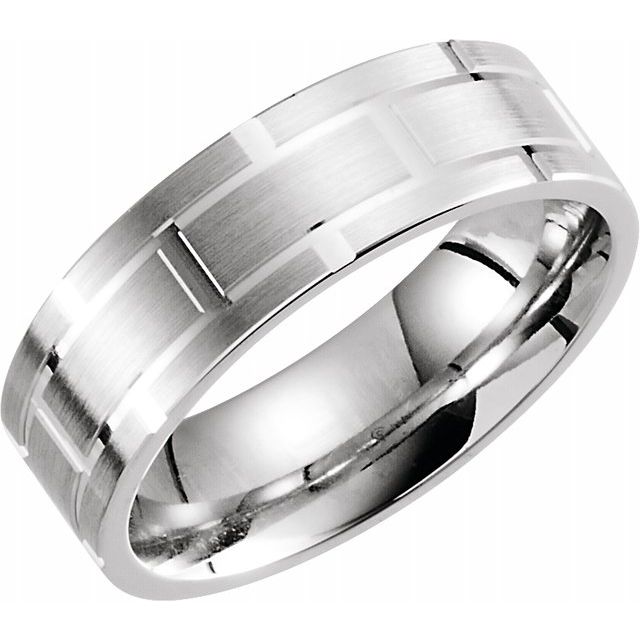14K White 7 mm Grooved Band - Balacia