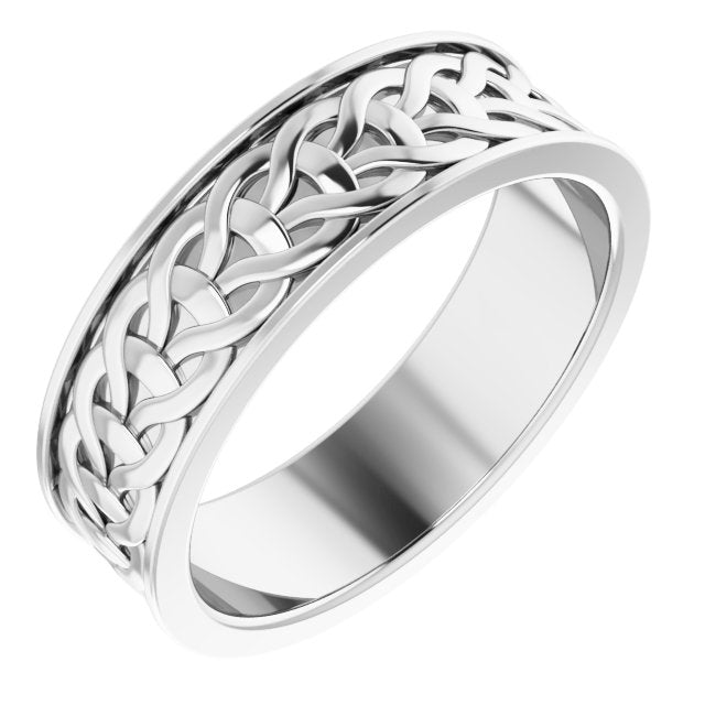 14K White 7 mm Woven - Design Band - Balacia