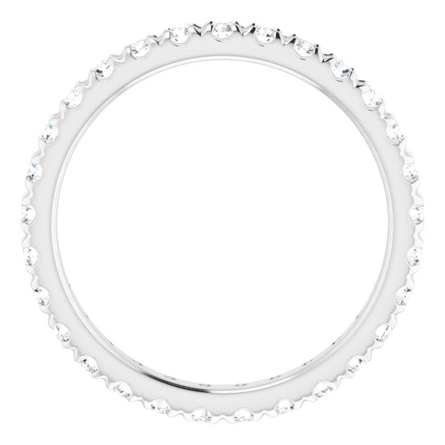 14K White 7/8 CTW French Set Diamond Eternity Band - Balacia