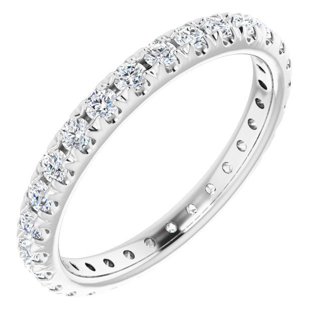 14K White 7/8 CTW French Set Diamond Eternity Band - Balacia