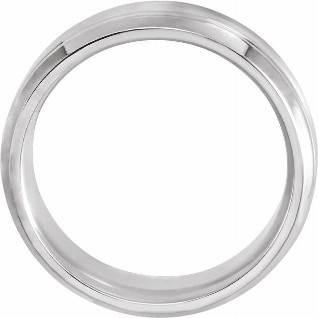 14K White 8 mm Grooved Beveled - Edge Band - Balacia