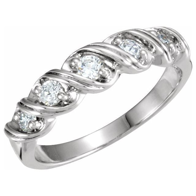 14K White Five - Stone Anniversary Band - Balacia