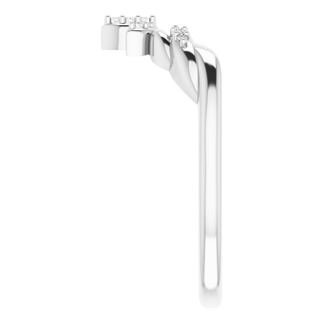 14k White Gold Diamond Floral - Inspired Contour Band - Balacia