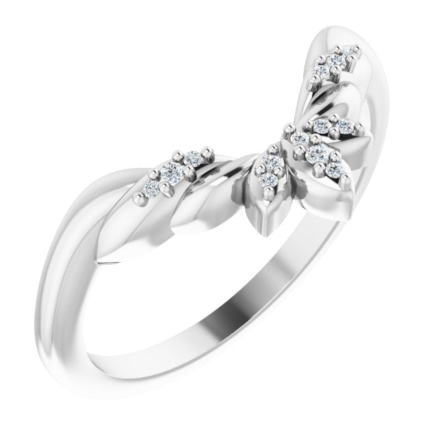 14k White Gold Diamond Floral - Inspired Contour Band - Balacia