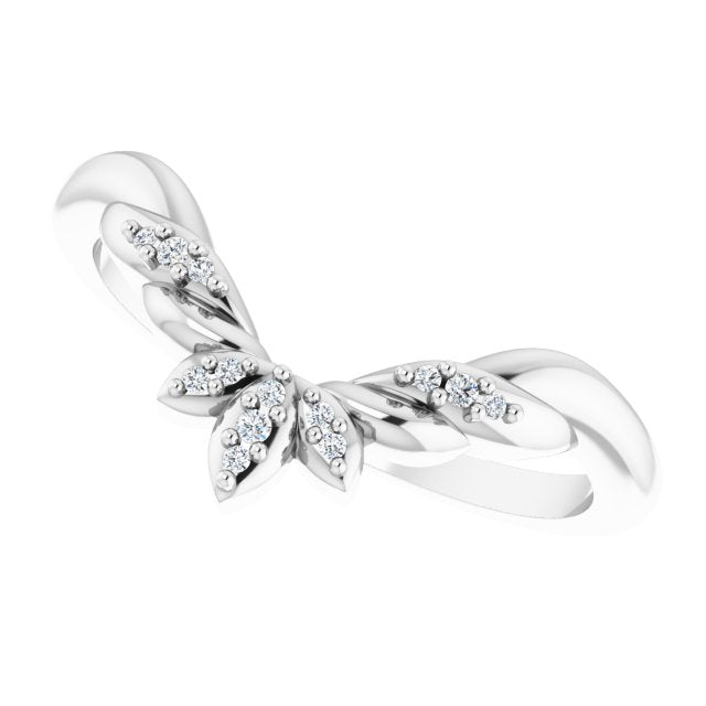 14k White Gold Diamond Floral - Inspired Contour Band - Balacia
