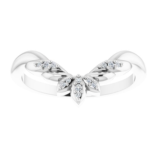 14k White Gold Diamond Floral - Inspired Contour Band - Balacia