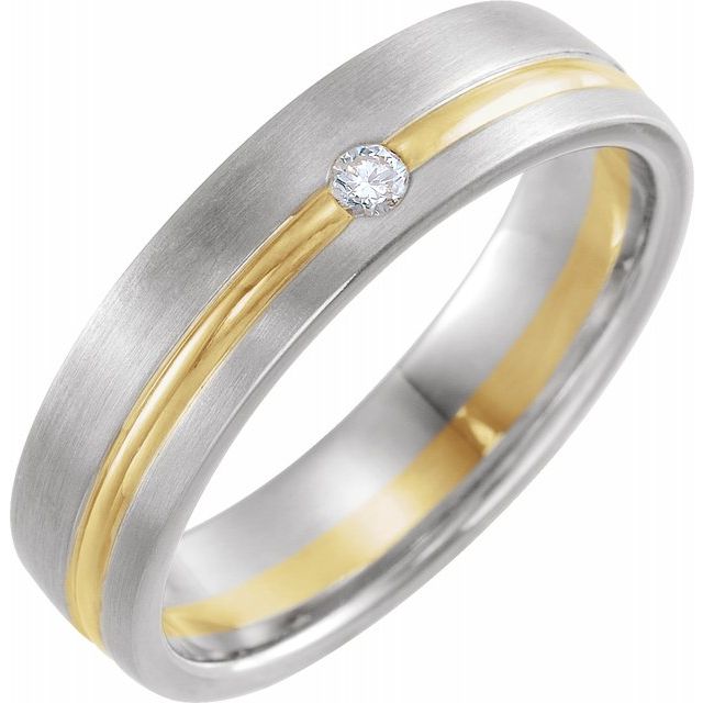 14K White & Yellow .07 CTW Diamond 6 mm Grooved Band - Balacia