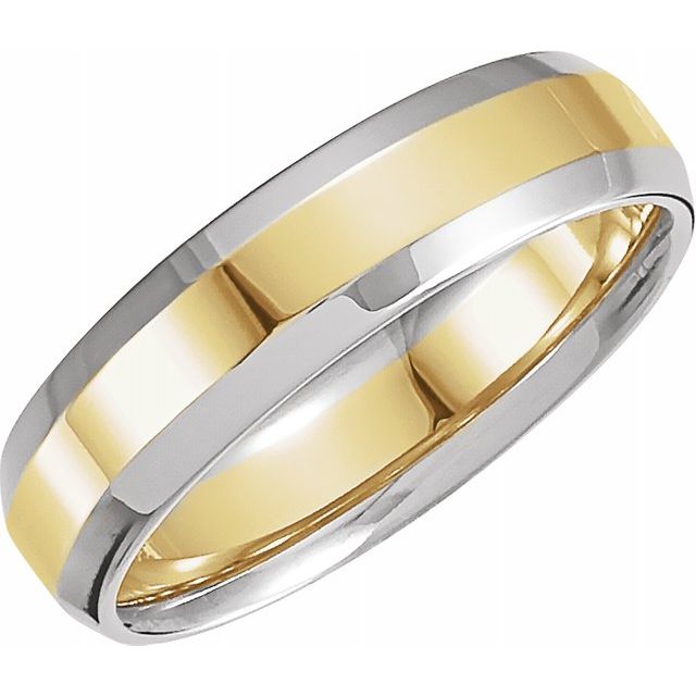 14K White/Yellow 6 mm Beveled - Edge Band - Balacia