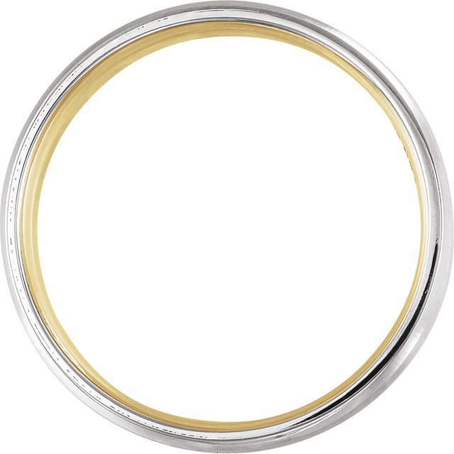 14K White/Yellow 6 mm Beveled - Edge Band with Matte Finish - Balacia