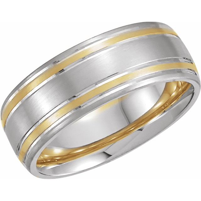 14K White/Yellow 7 mm Grooved Band - Balacia