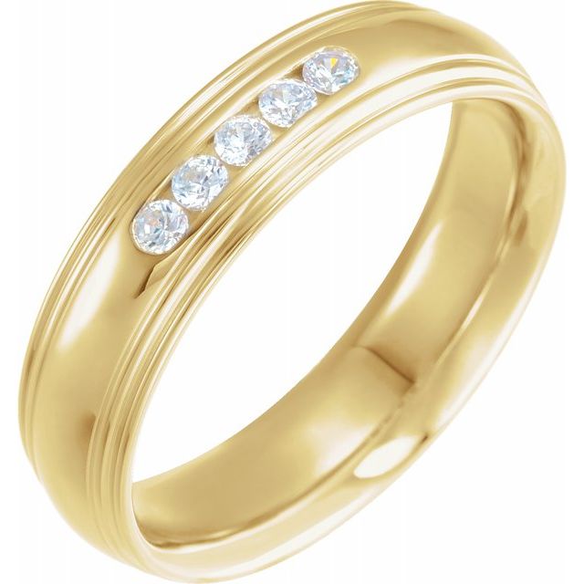 14K Yellow 1/5 CTW Diamond Half Round Edge Band - Balacia