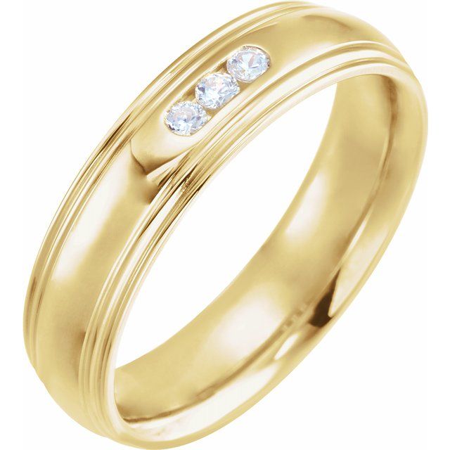 14K Yellow 1/8 CTW Diamond Half Round Edge Band - Balacia