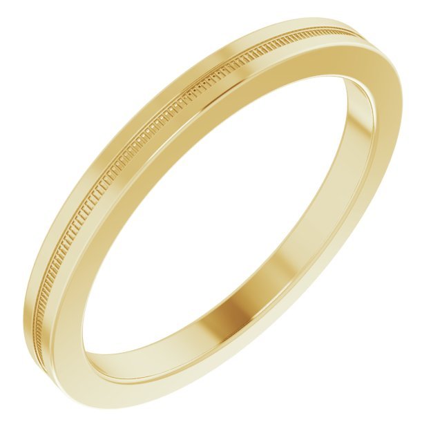 14K Yellow 2 mm Flat Edge Band with Milgrain - Balacia