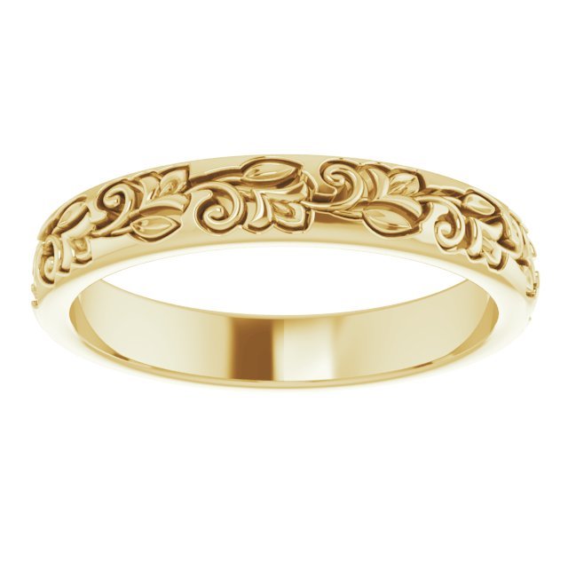 14K Yellow 3 mm Floral Band - Balacia
