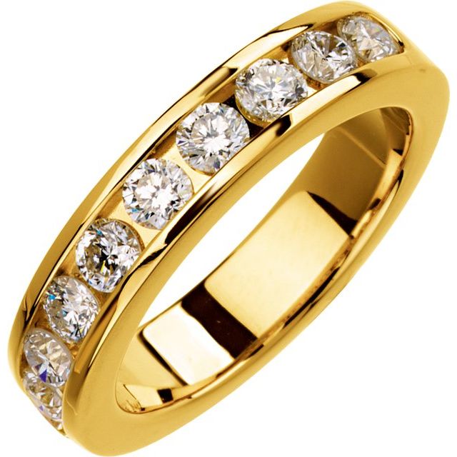 14K Yellow 3 mm Round Ten - Stone Anniversary Band - Balacia