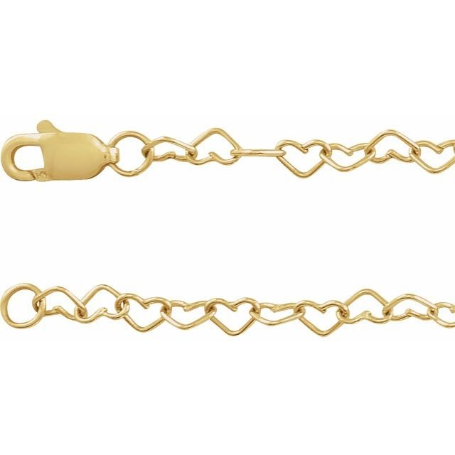 14K Yellow 3.2 mm Heart 18" Chain - Balacia