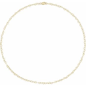 14K Yellow 3.2 mm Heart 18" Chain - Balacia