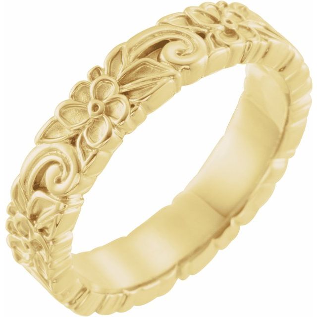14K Yellow 4.2 mm Floral Band - Balacia