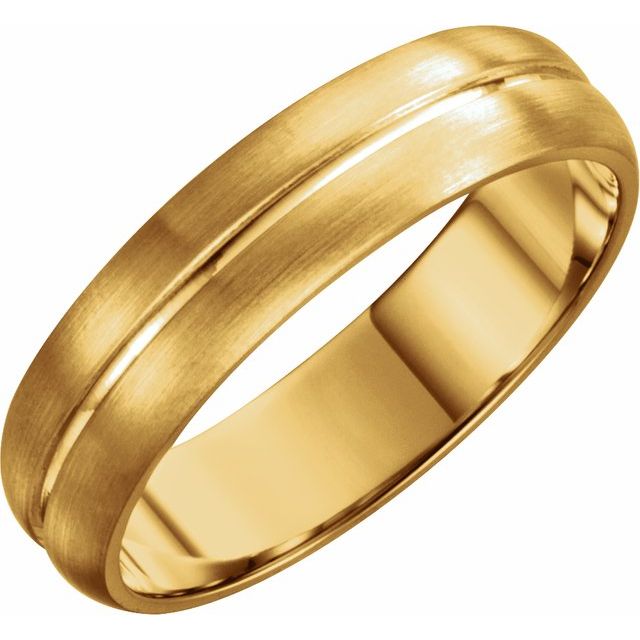 14K Yellow 5 mm Grooved Band with Brush Finish - Balacia