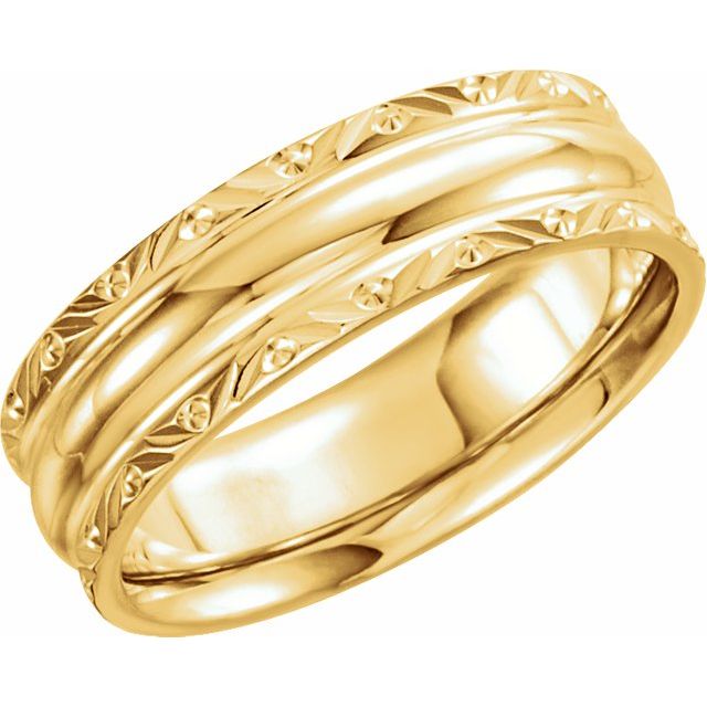 14K Yellow 6 mm Design - Engraved Band - Balacia