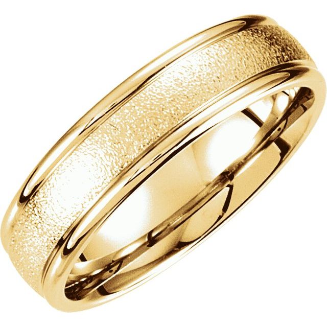 14K Yellow 6 mm Grooved Band with Foil Finish - Balacia