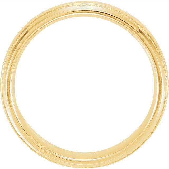 14K Yellow 6 mm Half Round Band with Hammer Finish & Milgrain - Balacia