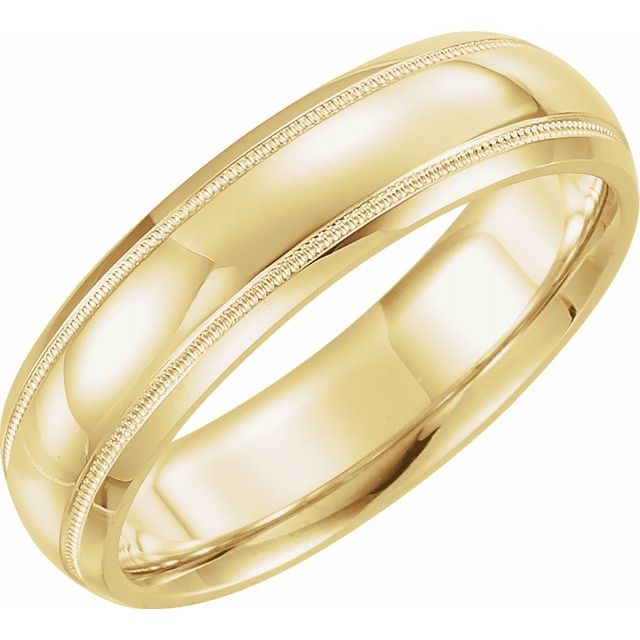 14K Yellow 6 mm Half Round Band with Milgrain - Balacia