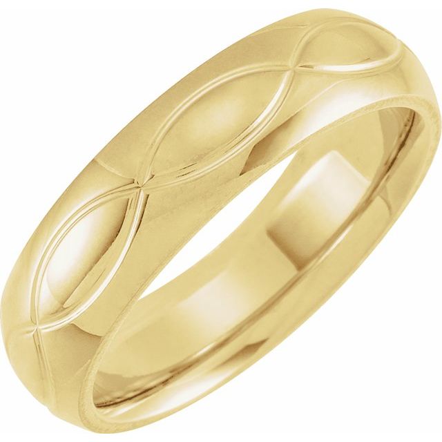 14K Yellow 6 mm Infinity Patterned Band - Balacia