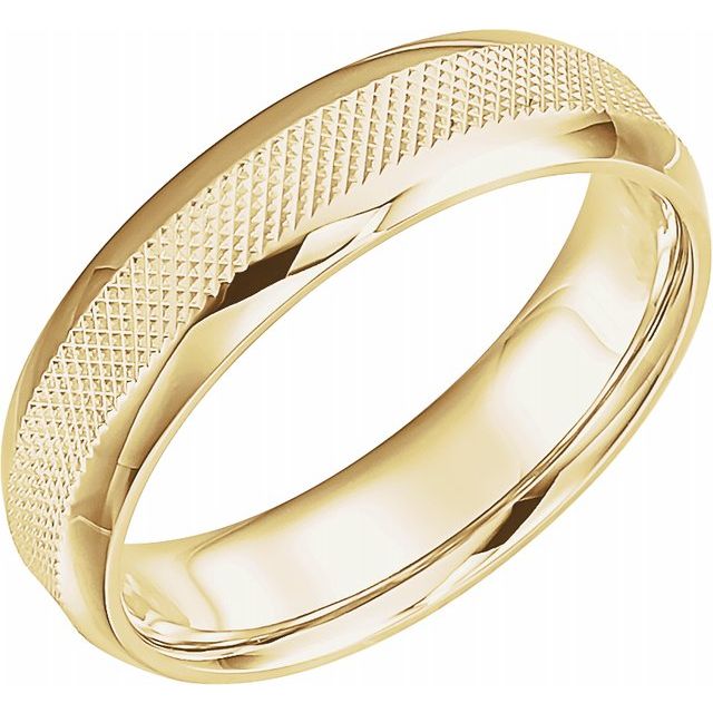 14K Yellow 6 mm Knurl Design Band - Balacia