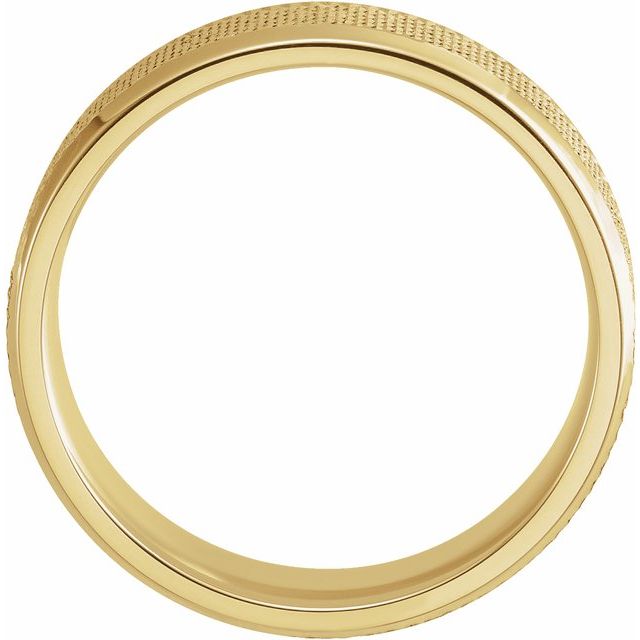 14K Yellow 6 mm Knurled Beveled - Edge Band - Balacia