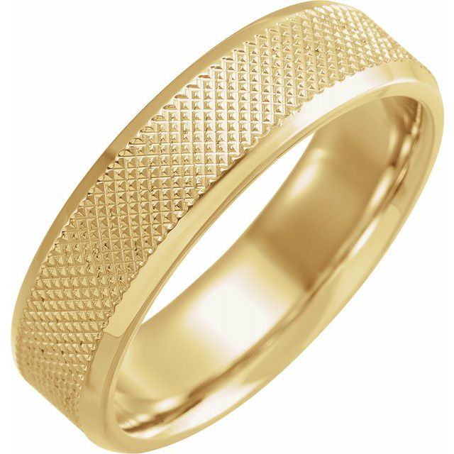 14K Yellow 6 mm Knurled Beveled - Edge Band - Balacia